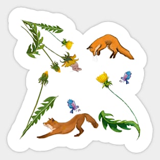 Foxes and dandelions Sticker